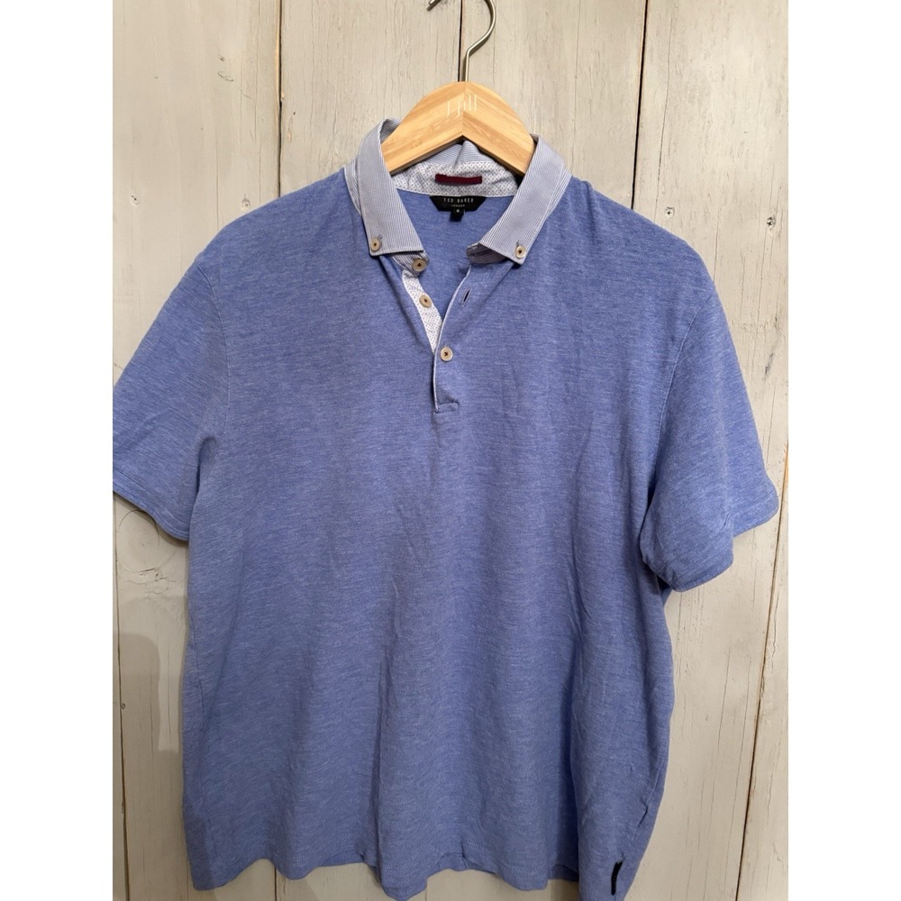Ted‎ Baker Blue Short Sleeve Lt Blue Buttoned collared Polo Size 6 (XL)